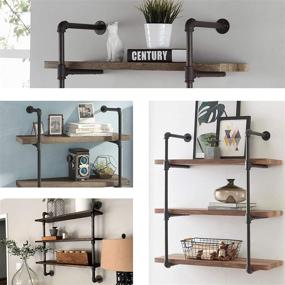 img 2 attached to 🔩 Industrial Pipe Shelves - 2 PCS (43” Tall) with All Accessories - Rustic Vintage Look for Wood Floating Shelf - 4 Tier (43")