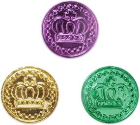 img 2 attached to 💜 Mardi Gras Assorted Plastic Coins (Gold, Green, Purple) - 100 Pack