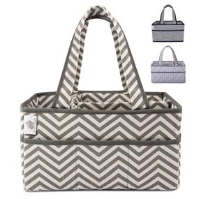 img 4 attached to 🐰 Little Grey Rabbit Premium Baby Diaper Caddy: Nursery Organizer Basket for Infant Essentials – Diapers, Lotions, Wipes, and More! Ideal Baby Shower Gift in White & Gray Chevron