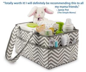 img 3 attached to 🐰 Little Grey Rabbit Premium Baby Diaper Caddy: Nursery Organizer Basket for Infant Essentials – Diapers, Lotions, Wipes, and More! Ideal Baby Shower Gift in White & Gray Chevron