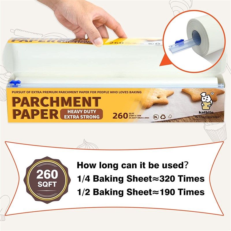 Parchment Paper Roll 13 In X 164 Ft 177 Sq.ft Baking Paper With Metal  Cutter Non