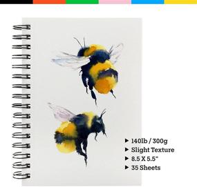 img 1 attached to Art-n-Fly Watercolor Sketchpad Mini Book - 2 pack of 35 Sheets Each - Spiral Bound and Microperforated - 300gsm / 140lb - 8.5x5.5 inches