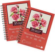 art-n-fly watercolor sketchpad mini book - 2 pack of 35 sheets each - spiral bound and microperforated - 300gsm / 140lb - 8.5x5.5 inches logo