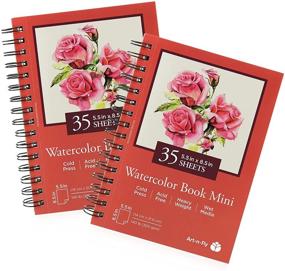 img 4 attached to Art-n-Fly Watercolor Sketchpad Mini Book - 2 pack of 35 Sheets Each - Spiral Bound and Microperforated - 300gsm / 140lb - 8.5x5.5 inches