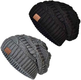 img 4 attached to Stay Cozy in Style: Somaler 🧶 Women's Oversize Chunky Knit Beanie Hat for Winter!