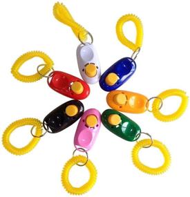 img 4 attached to SunGrow 7 Dog Clickers with Wrist Bands: Colorful & Practical Training 🐾 Tools for Puppies & Cats - Humanized Scientific Design, Perfect Size & Sound