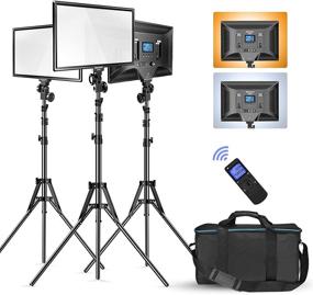 img 4 attached to 🎥 Dazzne D50 (3-Pack) LED Video Lighting Kit with Wireless Remote, Dimmable Bi-Color 15.4" LED Panel Light Stand, 45W 3000K-8000K CRI>96 Studio Light for Video Shooting, Live Streaming, Photography, and YouTube