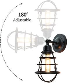 img 2 attached to 🏭 Vintage Industrial Wall Sconces 2-Pack: Farmhouse Style Vintage Wall Mount Lights with Wire Cages - Black