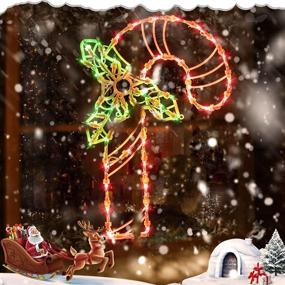 img 2 attached to 🎄 Enhance Your Holiday Decor with Christmas Window Silhouette Lights - 2 Pack Lighted Candy Cane and Garland Christmas Window Lights with 100 Bulbs