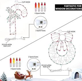 img 1 attached to 🎄 Enhance Your Holiday Decor with Christmas Window Silhouette Lights - 2 Pack Lighted Candy Cane and Garland Christmas Window Lights with 100 Bulbs