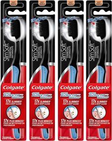img 4 attached to 4 пакета зубных щеток Colgate Slimsoft с угольным наполнителем и наконечником-флоссом, мягкие