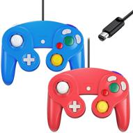 🎮 upgraded 2 pack of gamecube and classic controller gamepads, nintendo wii compatible - red & blue logo