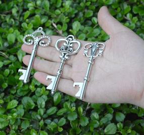 img 1 attached to 🔑 Vintage Skeleton Key Bottle Openers: 50-Pack Wedding Favors for Guests - Tags, Twine Included! (Mixed Silver)