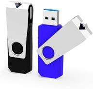 topesel superspeed 2 pack 64gb usb 3.0 flash drives, high read speed up to 90mb/s - memory stick thumb drive for data storage and transfer - black, blue colors - 64 gb logo