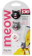 🐾 joie meow silicone bag ties - set of 3, 5.5 x 1 x 0.5 inches логотип