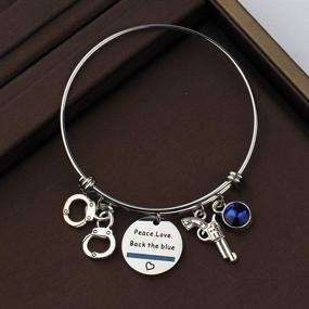 img 1 attached to 👮 CENWA Police Wife Police Mom Jewelry: Stylish Thin Blue Line Bracelet - Perfect Leo Police Academy Gift for Backing The Blue