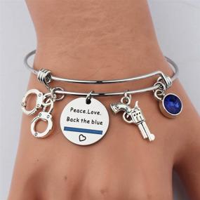 img 2 attached to 👮 CENWA Police Wife Police Mom Jewelry: Stylish Thin Blue Line Bracelet - Perfect Leo Police Academy Gift for Backing The Blue