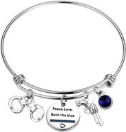 👮 cenwa police wife police mom jewelry: stylish thin blue line bracelet - perfect leo police academy gift for backing the blue logo