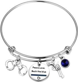 img 4 attached to 👮 CENWA Police Wife Police Mom Jewelry: Stylish Thin Blue Line Bracelet - Perfect Leo Police Academy Gift for Backing The Blue