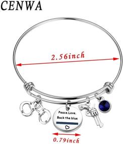 img 3 attached to 👮 CENWA Police Wife Police Mom Jewelry: Stylish Thin Blue Line Bracelet - Perfect Leo Police Academy Gift for Backing The Blue