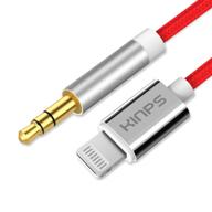 🔴 кабель kinps aux к lightning 4ft, [mfi-сертифицированный] адаптер для наушников jack male аудиокабель - совместим с iphone 12/12 pro/12 mini/12 pro max/11 pro max/11 pro/11/xs/xr/x/8/7 - красный логотип