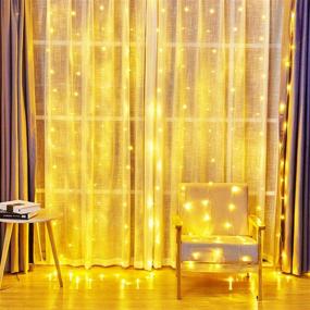 img 3 attached to 🌟 300 LED Window Curtain Lights with 8 Lighting Modes Remote Control - Christmas Bedroom Wall Party Indoor Outdoor Decoration (Warm White, Curtain Not Included)