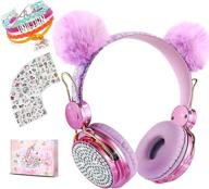 unicorn wireless kids headphones with cat ear, bluetooth 5.0 over ear headphones and 🦄 microphone for cellphone/ipad/laptop/pc/tv/ps4/xbox one, foldable stereo gaming headset ideal for girls and teens - perfect gift logo