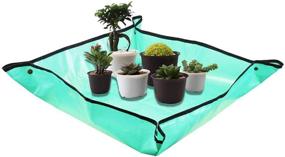 img 1 attached to 🌱 Premium Waterproof Plant Transplanting Mat for Indoor Bonsai & Succulents Care - WANLING 2PCS Foldable Garden Work Cloth (26.8’’×26.8’’)