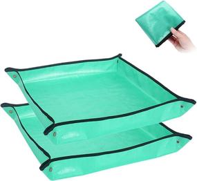 img 4 attached to 🌱 Premium Waterproof Plant Transplanting Mat for Indoor Bonsai & Succulents Care - WANLING 2PCS Foldable Garden Work Cloth (26.8’’×26.8’’)