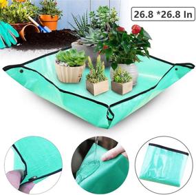 img 3 attached to 🌱 Premium Waterproof Plant Transplanting Mat for Indoor Bonsai & Succulents Care - WANLING 2PCS Foldable Garden Work Cloth (26.8’’×26.8’’)