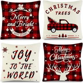 img 3 attached to Christmas Farmhouse Buffalo Cushion Decorations Bedding