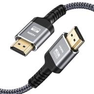 15ft высокосировой hdmi кабель highwings - высокоскоростной 18gbps, hdmi 2.0 плетеный шнур, поддерживает 4k 60hz hdr, видео 4k 2160p 1080p 3d hdcp 2.2, arc-совместимый с ethernet - идеально подходит для ps4/3, 4k проектора, игрового монитора и т. д. - серый логотип