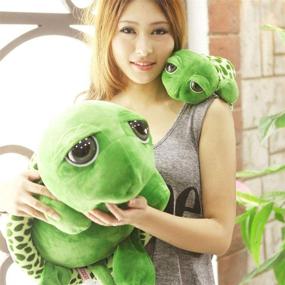 img 2 attached to 🐢 Big Eyes Stuffed Turtle Animals: Adorable & Warm Sea Tortoise Toys, 28cm, Green