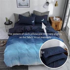 img 2 attached to 🌙 HYPREST Blue King Size Duvet Cover Set: Star Moon Print, Cooling & Soft Summer Bedding - Oeko-TEX Certified (1 Duvet Cover + 2 Pillowcases)