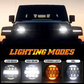 img 3 attached to 🚙 Enhance Your Wrangler with SUP-LIGHT 2 PCS 105W Osram 7 Inch Round LED Headlight: White/Amber Turn Signal DRL for Wrangler JK TJ