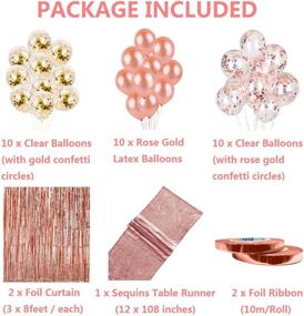 img 3 attached to 35 Pack Rose Gold Balloon Party Decorations Set with 30 Balloons, 2 Foil Fringe Curtains, 1 Rose Gold Sequin Table Runner, and 2 Foil Ribbons for Birthday Party, Wedding, Xmas, New Year Festival