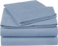 pinzon 300tc organic cotton bed sheet set - twin, flint blue - amazon brand logo