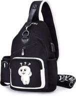 sling bag for mens women with usb charger port backpacks logo