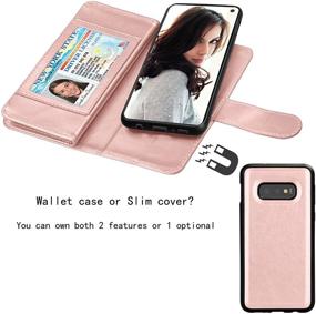 img 1 attached to 👛 Njjex Wallet Case for Galaxy S10E - Premium PU Leather Phone Cover with 9 Card Slots and Detachable Wrist Strap - Rosegold