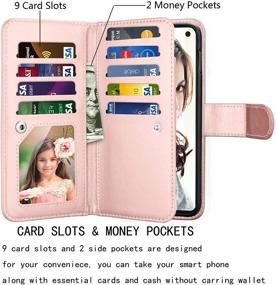 img 3 attached to 👛 Njjex Wallet Case for Galaxy S10E - Premium PU Leather Phone Cover with 9 Card Slots and Detachable Wrist Strap - Rosegold