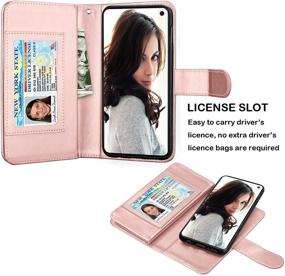 img 2 attached to 👛 Njjex Wallet Case for Galaxy S10E - Premium PU Leather Phone Cover with 9 Card Slots and Detachable Wrist Strap - Rosegold