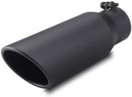 🔧 universal black exhaust tip, lcgp 3" inlet 3" x 4" x 12" bolt-on stainless steel diesel exhaust tailpipe tip logo