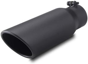 img 4 attached to 🔧 Universal Black Exhaust Tip, LCGP 3" Inlet 3" x 4" x 12" Bolt-On Stainless Steel Diesel Exhaust Tailpipe Tip