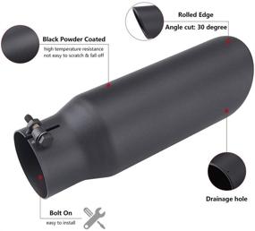 img 1 attached to 🔧 Universal Black Exhaust Tip, LCGP 3" Inlet 3" x 4" x 12" Bolt-On Stainless Steel Diesel Exhaust Tailpipe Tip