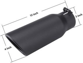 img 3 attached to 🔧 Universal Black Exhaust Tip, LCGP 3" Inlet 3" x 4" x 12" Bolt-On Stainless Steel Diesel Exhaust Tailpipe Tip