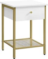 🌙 modern style nightstand with drawer, open shelf, bedside table for bedroom, white and gold - vasagle ulet512a10 логотип