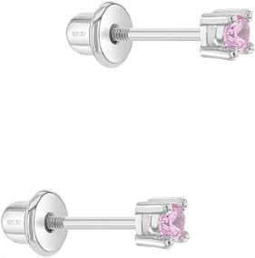 img 3 attached to 925 Sterling Silver Cubic Zirconia Stud 2mm Baby Earrings with Secure Screw Backs 👶 For Toddlers - Safe & Classic Baby Earrings Gift - Suitable for Sensitive Pierced Ears