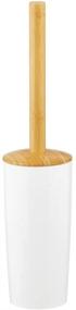 img 4 attached to 🧻 mDesign Compact Bamboo Toilet Bowl Brush and Holder - Space Saving Bathroom Storage, Natural Bamboo Handle, Deep Cleaning - White