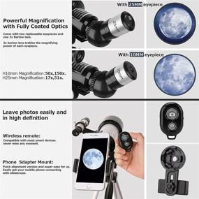 img 1 attached to 🔭 70mm Aperture Telescope for Adults & Kids, Astronomical Refractor Telescopes with AZ Mount, Fully Multi-Coated Optics, Carrying Bag, Wireless Remote, Tripod, Phone Adapter