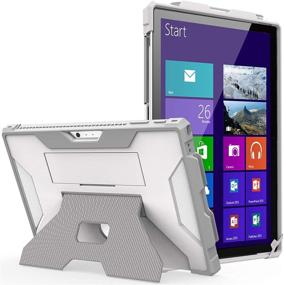 img 4 attached to 📱 MoKo Case for Microsoft Surface Pro 7 Plus/7/6/5/4/LTE, [Heavy Duty] Shockproof Full-Body Rugged Hybrid Tablet Case with Hand Strap & Kickstand - White+Gray